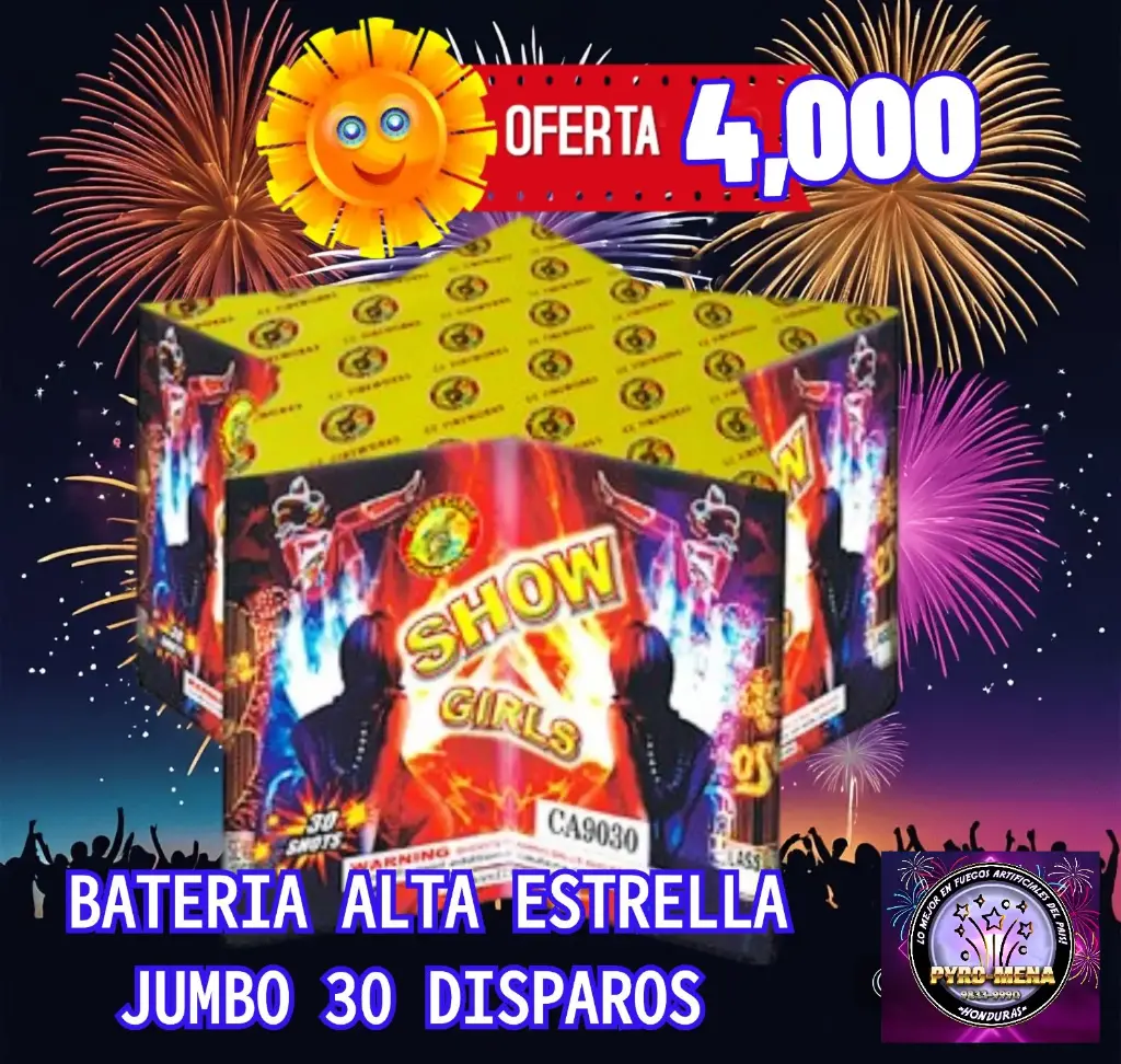 BATERIA GRANDE Y ALTA FORMA ESTRELLA 30 DISPAROS SHOW GIRL