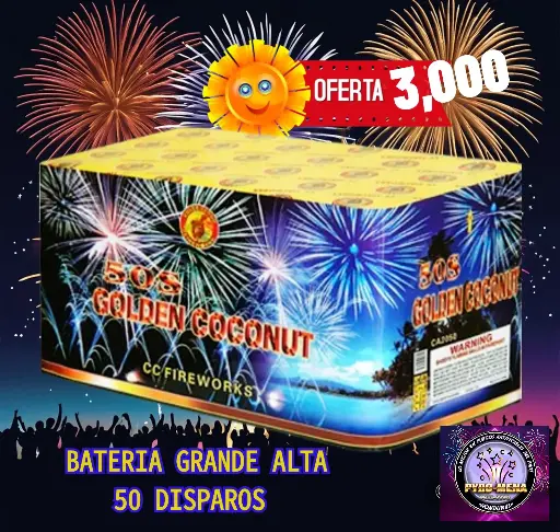 BATERIA GRANDE ALTA LARGA GOLDEN COCONUT 50 DISPAROS